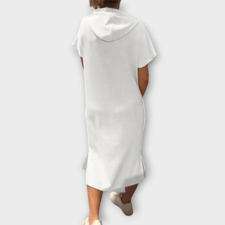 Parker - Hooded Pullover Dress with Casual Letter Print