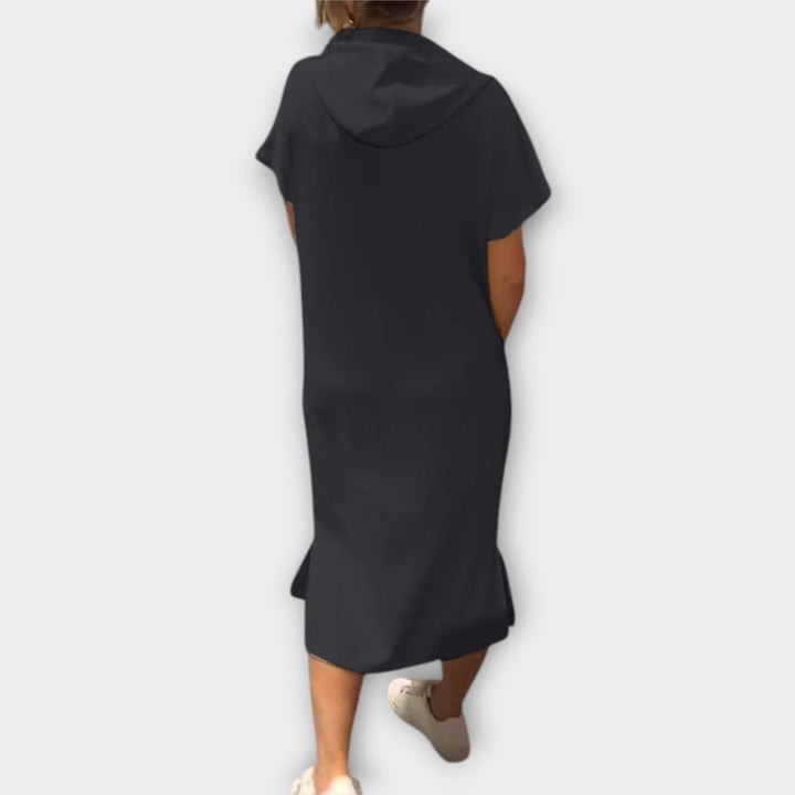 Parker - Hooded Pullover Dress with Casual Letter Print