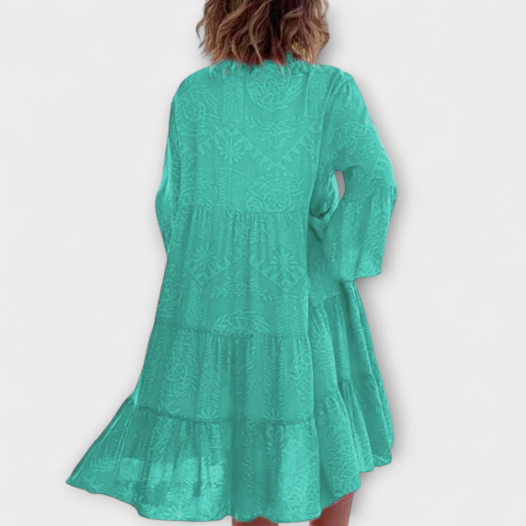 Oriana - Women's V-Neck Dress in Lightweight Fabric
