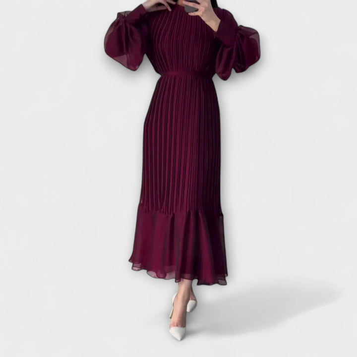 Cami - Elegant French Fall Evening Gown with Mesh Accents