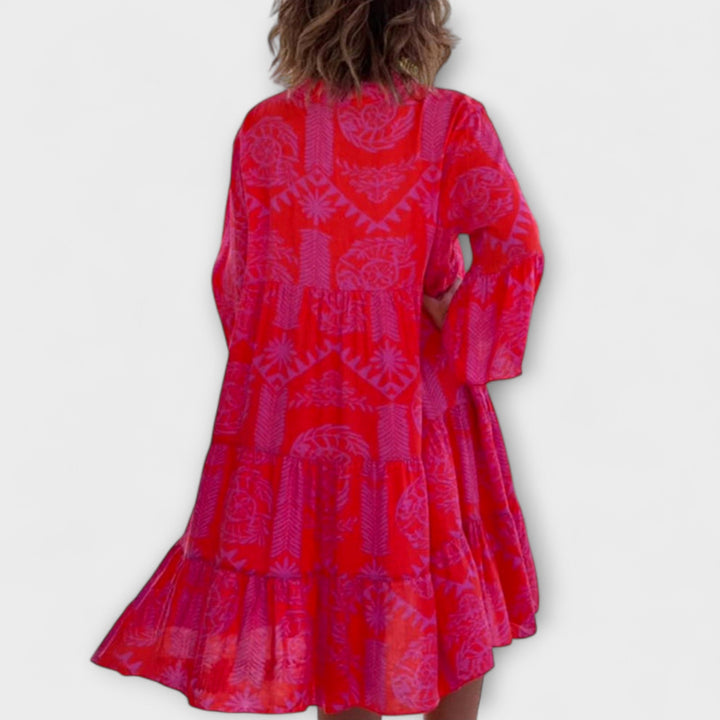 Oriana - Women's V-Neck Dress in Lightweight Fabric
