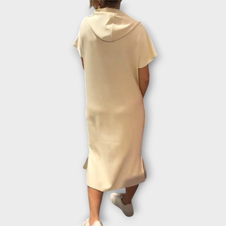 Parker - Hooded Pullover Dress with Casual Letter Print