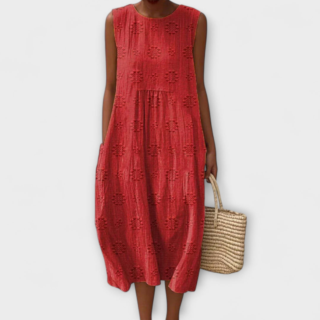 Soraya - Breezy Sleeveless Cotton Dress with Convenient Pockets