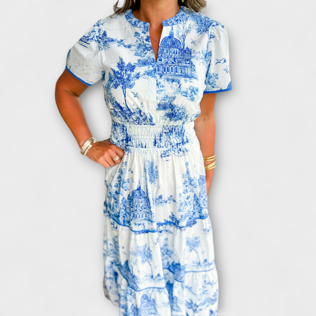 Eliza - Timeless Toile Maxi Dress