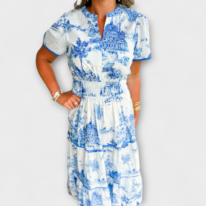 Eliza - Timeless Toile Maxi Dress
