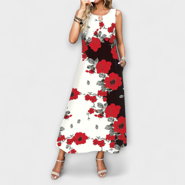 Indigo Bohemian Floral V-Neck Maxi Dress