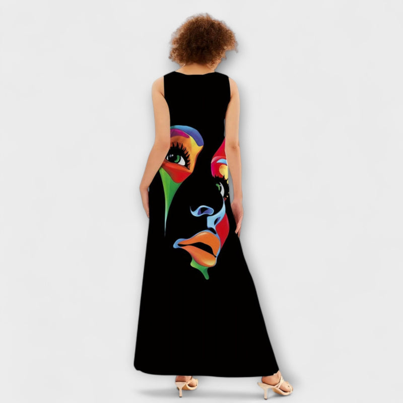 Honor - Stylish Maxi Dress with Chic Mask Print