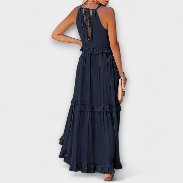 Delilah - Chic Halter Neck Dress with Ruffle Trim
