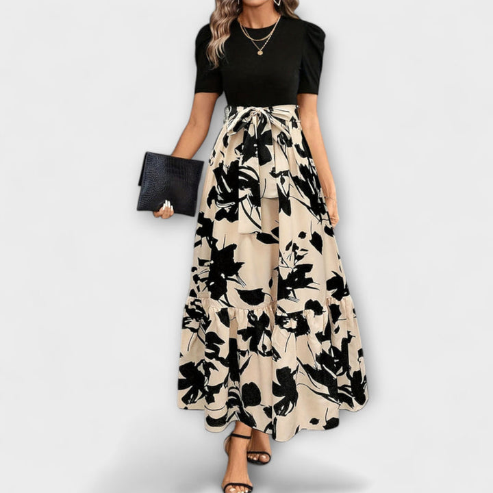 Briony - Ruffled Hem Floral High-Waist Dress