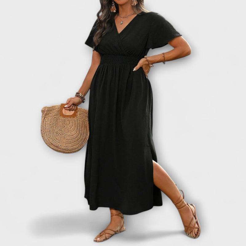 Margo - Maxi Dress with Short Flare Sleeves and Side Split