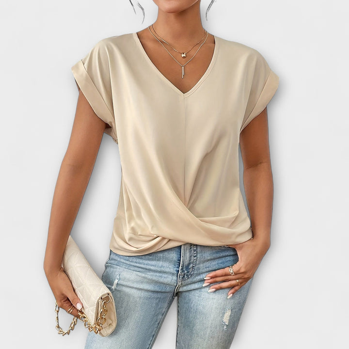 Eloise - Top with V-Neck and Button Detail