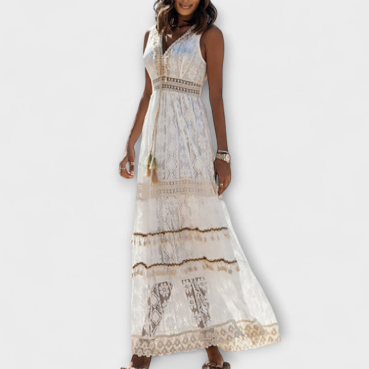 Emerson - Bohemian Vintage Tassel Drawstring Dress