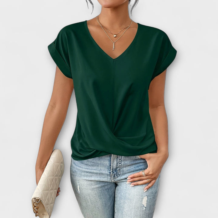 Eloise - Top with V-Neck and Button Detail
