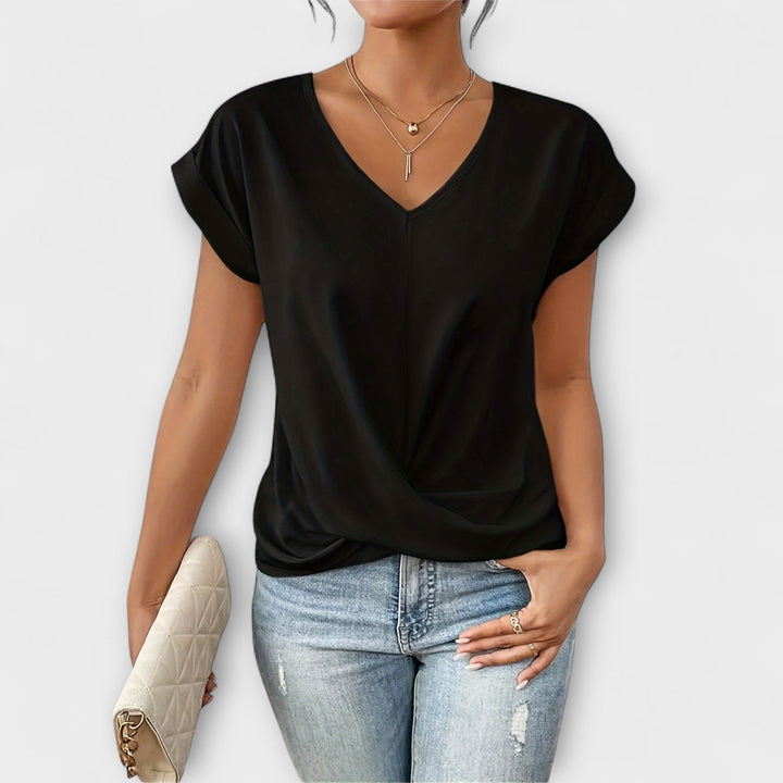 Eloise - Top with V-Neck and Button Detail
