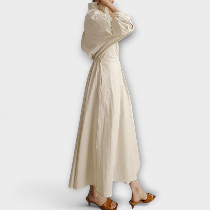 Brynn - Stylish A-Line Swing Dress with Polo Collar