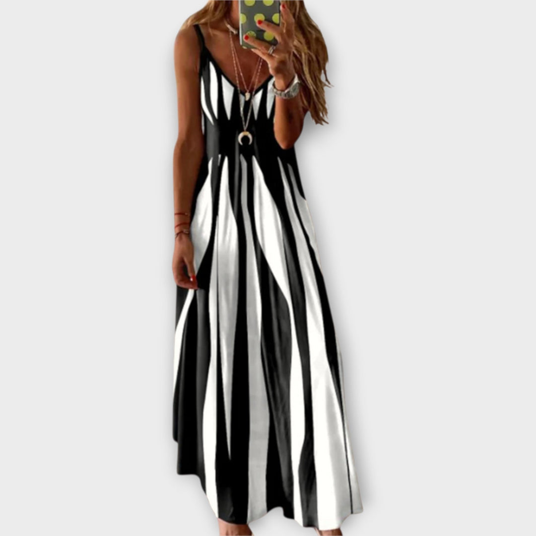 Ariella - Stylish Sleeveless Striped Maxi Dress