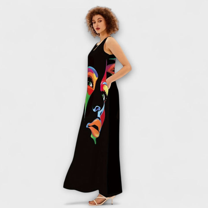 Honor - Stylish Maxi Dress with Chic Mask Print