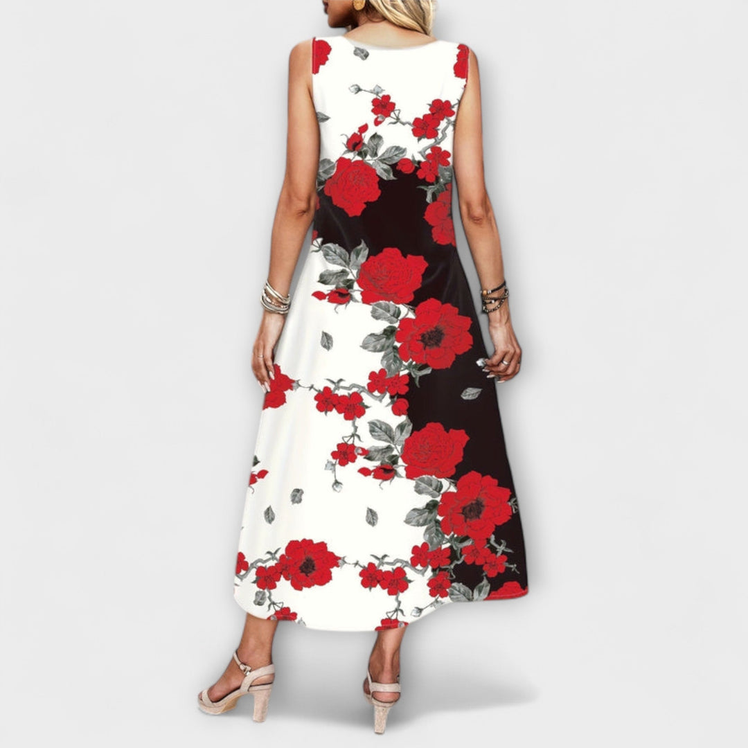 Indigo Bohemian Floral V-Neck Maxi Dress