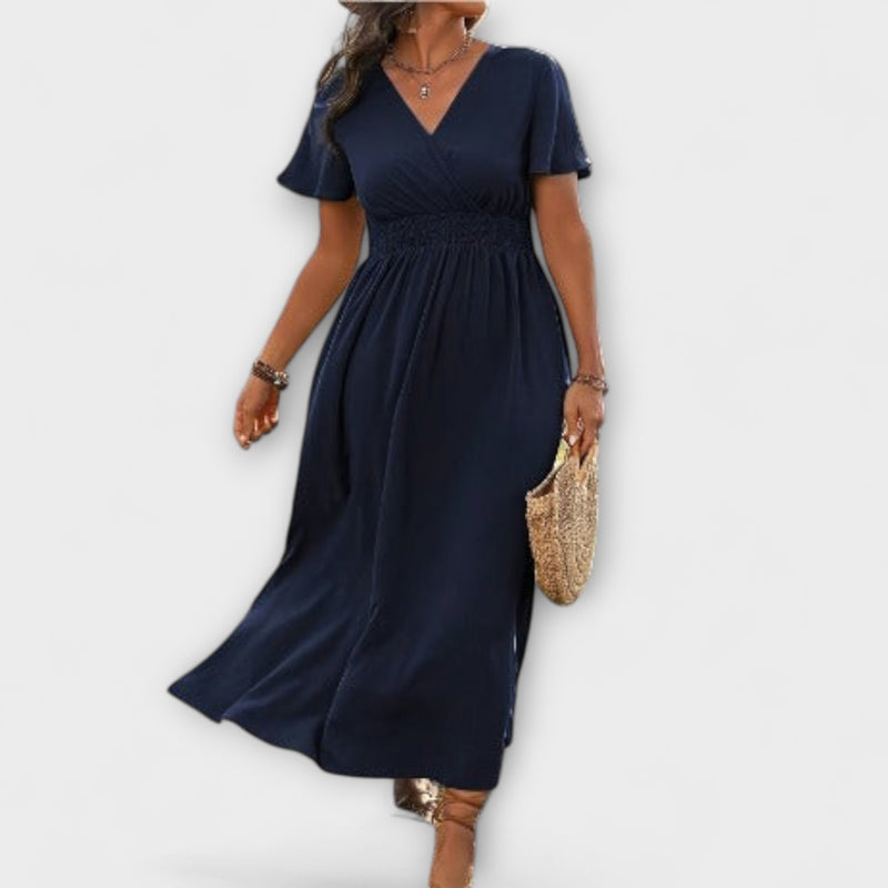 Margo - Maxi Dress with Short Flare Sleeves and Side Split
