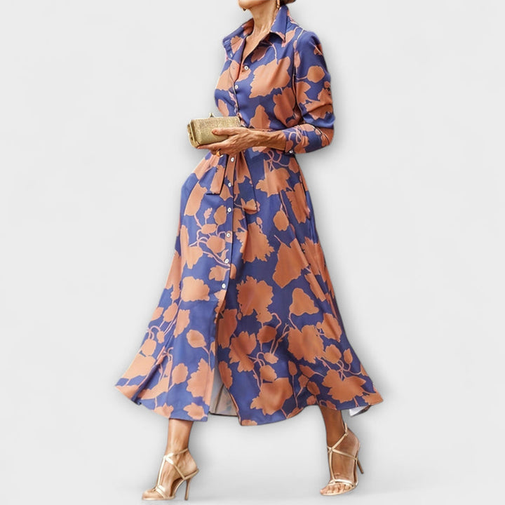 Beatrix - Luxe Floral Print Lapel Dress