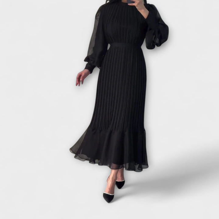 Cami - Elegant French Fall Evening Gown with Mesh Accents