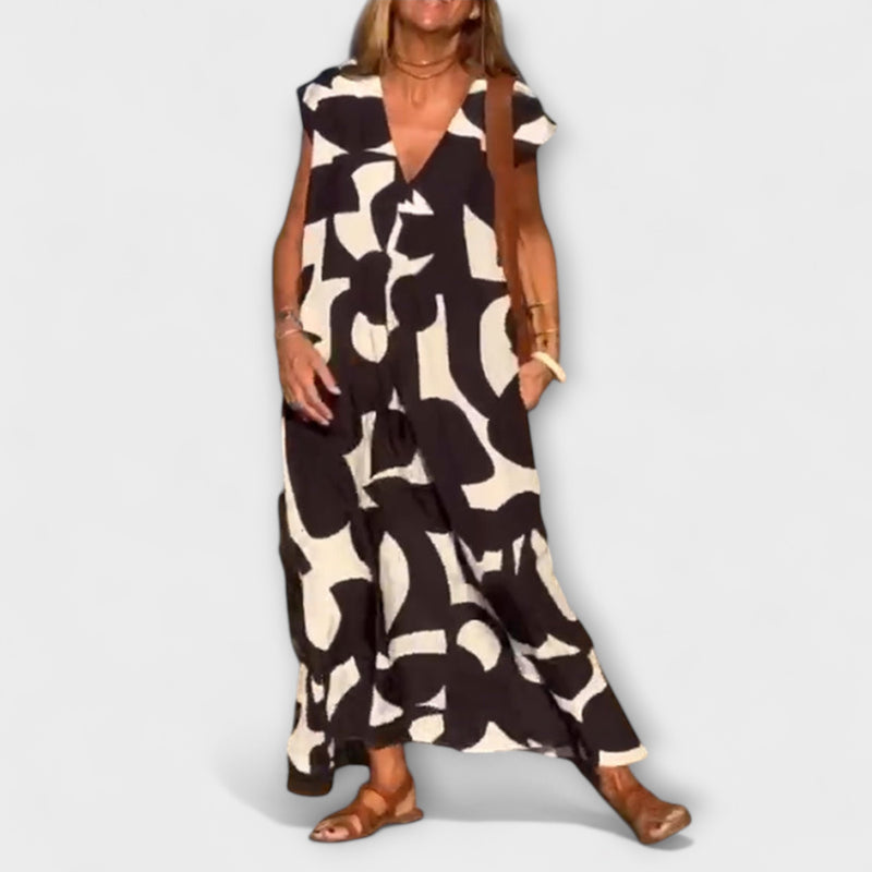Elowen - Sleeveless Dress with Unique Geometric Print