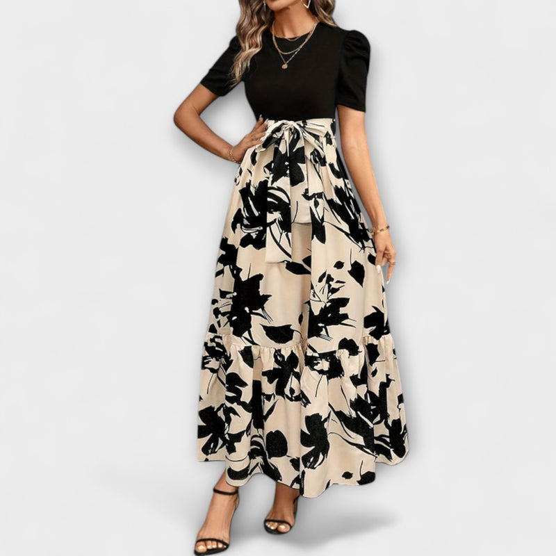 Briony - Ruffled Hem Floral High-Waist Dress