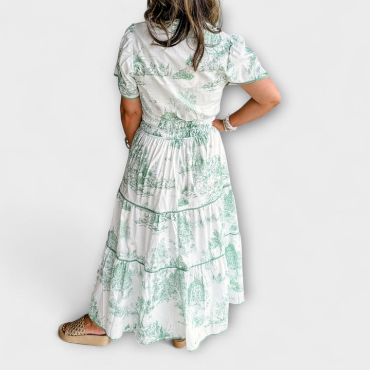 Eliza - Timeless Toile Maxi Dress
