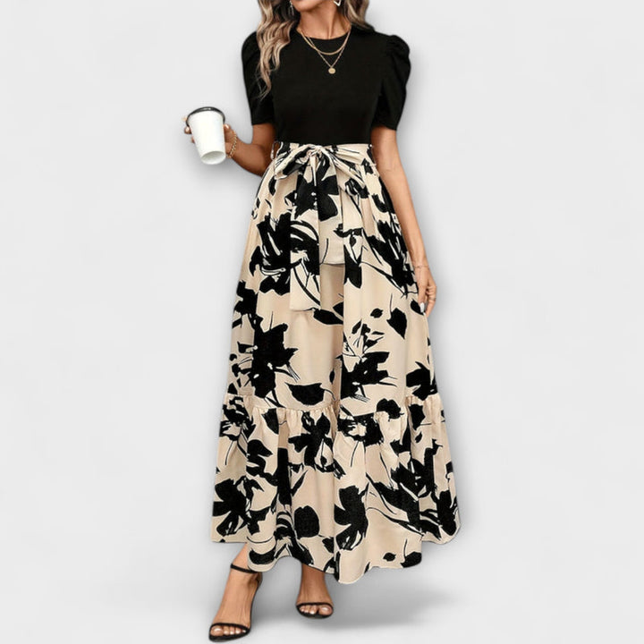 Briony - Ruffled Hem Floral High-Waist Dress