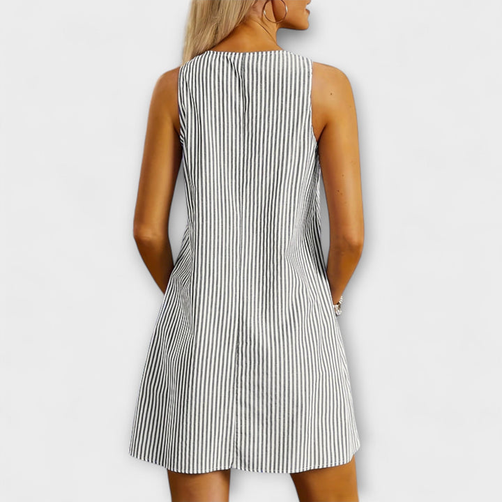 Felicia - Striped Sleeveless Dress with Pockets