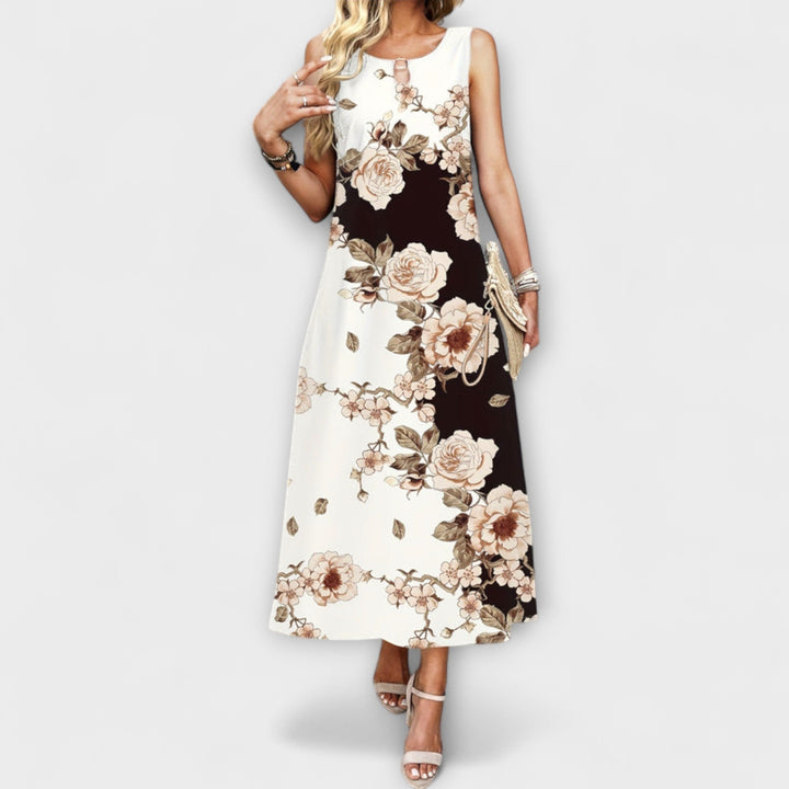 Indigo Bohemian Floral V-Neck Maxi Dress