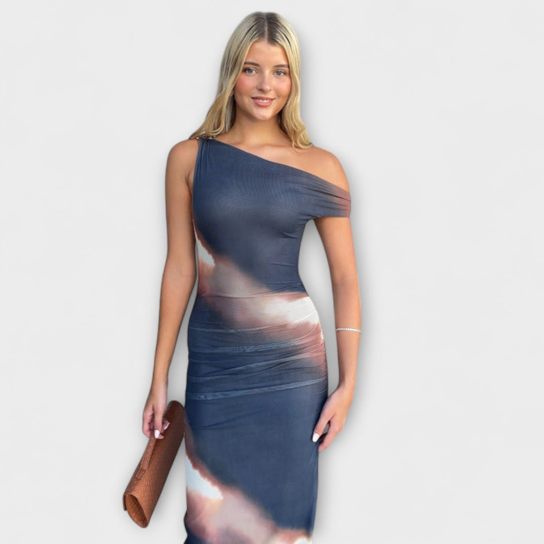 Terra - Stylish Off-Shoulder Midi Dress with Side Split