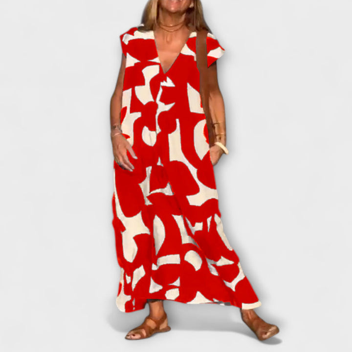 Elowen - Sleeveless Dress with Unique Geometric Print