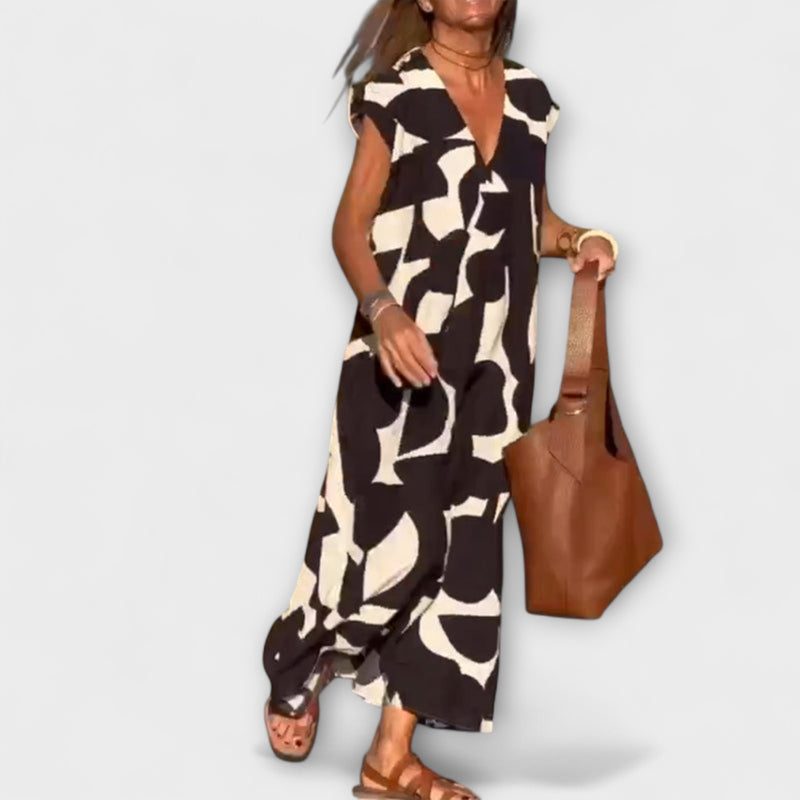 Elowen - Sleeveless Dress with Unique Geometric Print