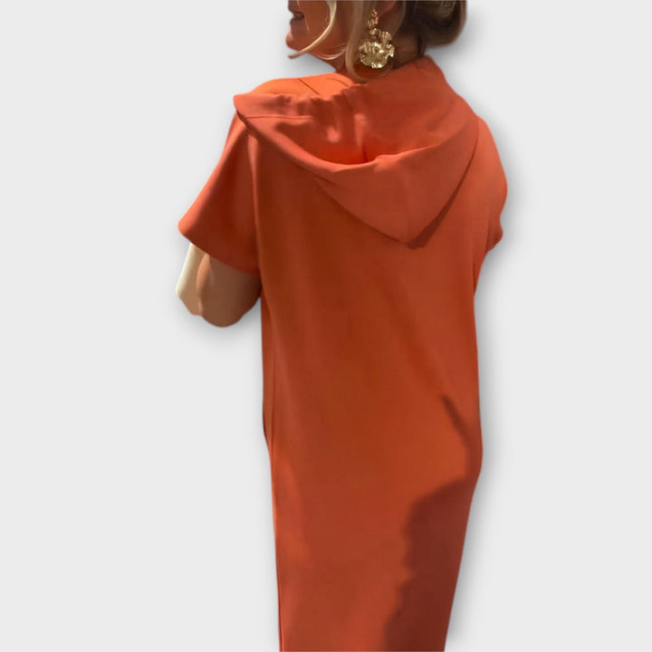 Parker - Hooded Pullover Dress with Casual Letter Print
