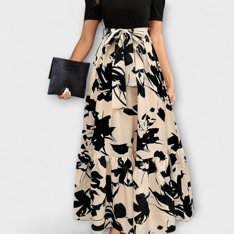 Briony - Ruffled Hem Floral High-Waist Dress
