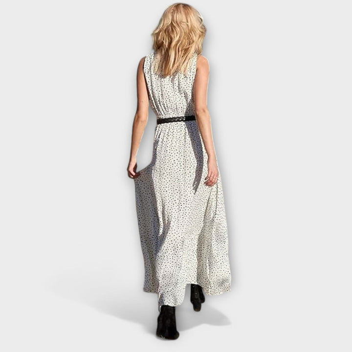 Ismena - Bohemian Polka Dot Maxi Dress