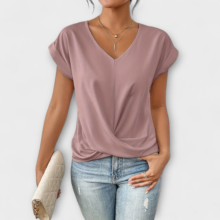Eloise - Top with V-Neck and Button Detail