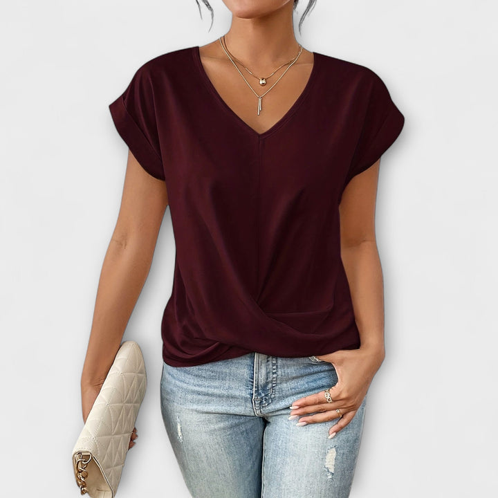 Eloise - Top with V-Neck and Button Detail