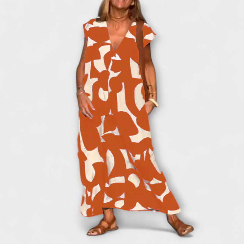 Elowen - Sleeveless Dress with Unique Geometric Print