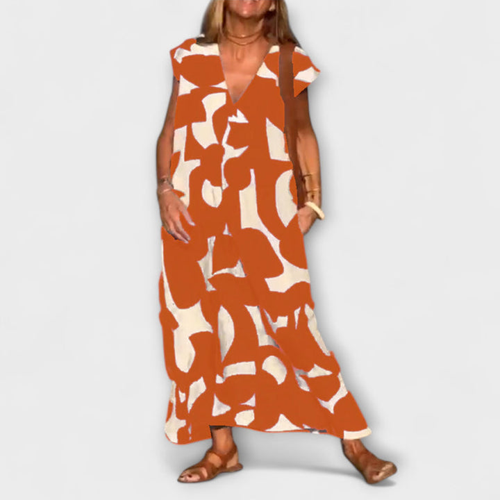 Elowen - Sleeveless Dress with Unique Geometric Print