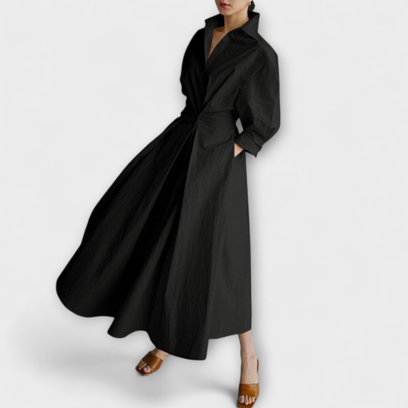 Brynn - Stylish A-Line Swing Dress with Polo Collar
