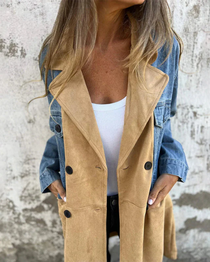 Astrid – Denim and Suede Coat