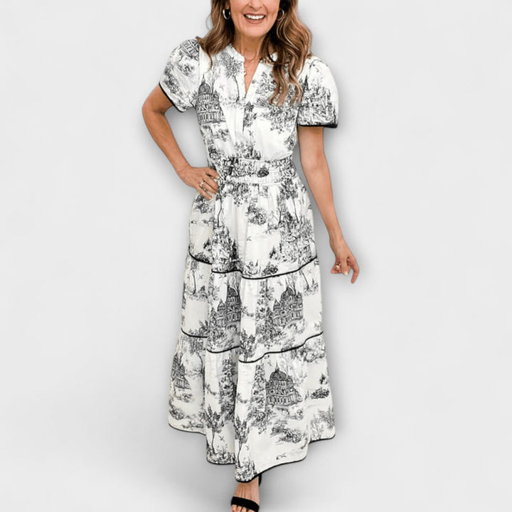 Solene - Bohemian V-Neck Floral Maxi Dress