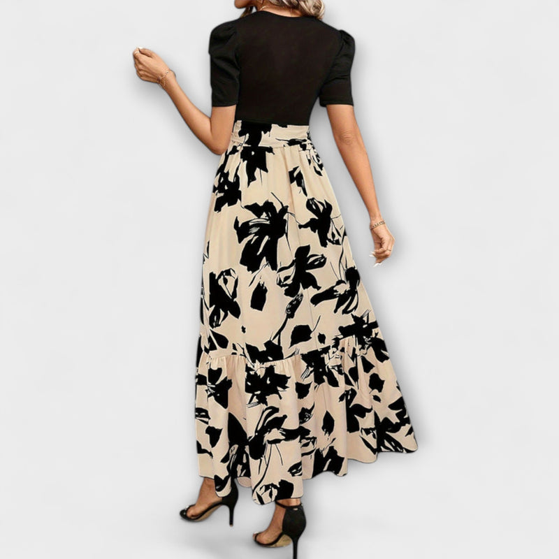 Briony - Ruffled Hem Floral High-Waist Dress