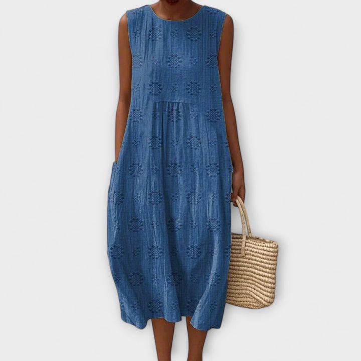 Soraya - Breezy Sleeveless Cotton Dress with Convenient Pockets