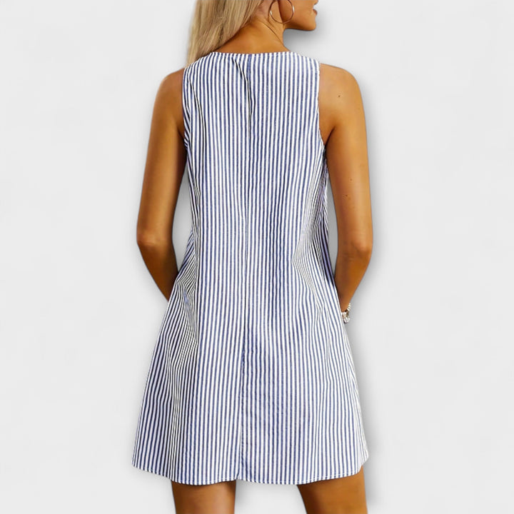 Felicia - Striped Sleeveless Dress with Pockets