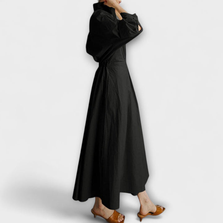 Brynn - Stylish A-Line Swing Dress with Polo Collar