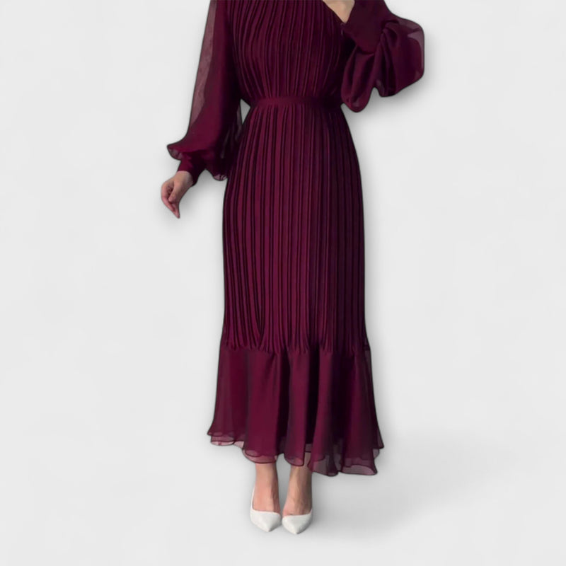 Cami - Elegant French Fall Evening Gown with Mesh Accents