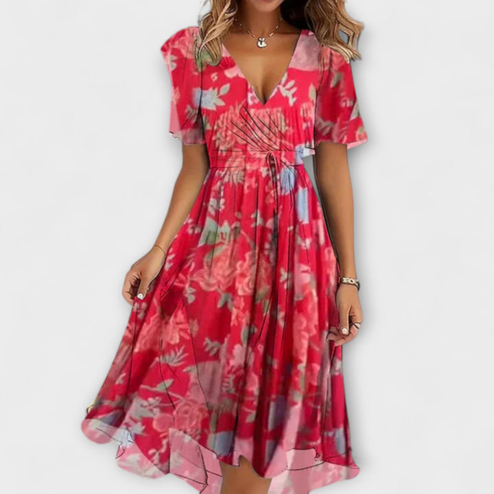 Rosalind - Relaxed Floral Deep V-Neck Dress